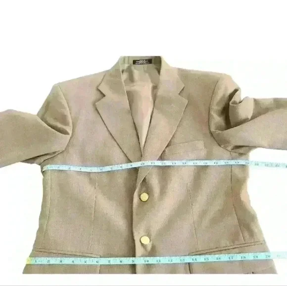 Stafford Blazer Sport Jacket Coat Mens 38S Brown Wool Polyester Gold Buttons